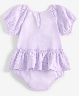 Baby Girls Eyelet-Detail Sunsuit, Exclusively at Macy's