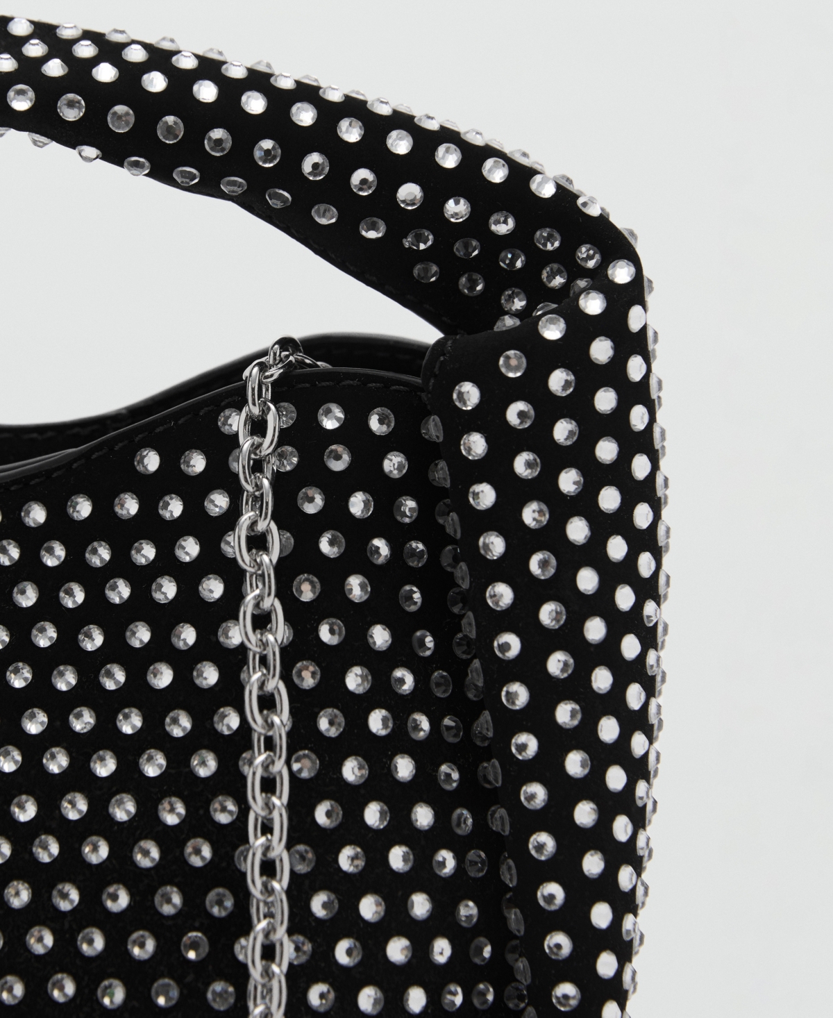 Shop Mango Women's Mini Rhinestone Chain Bag In Black