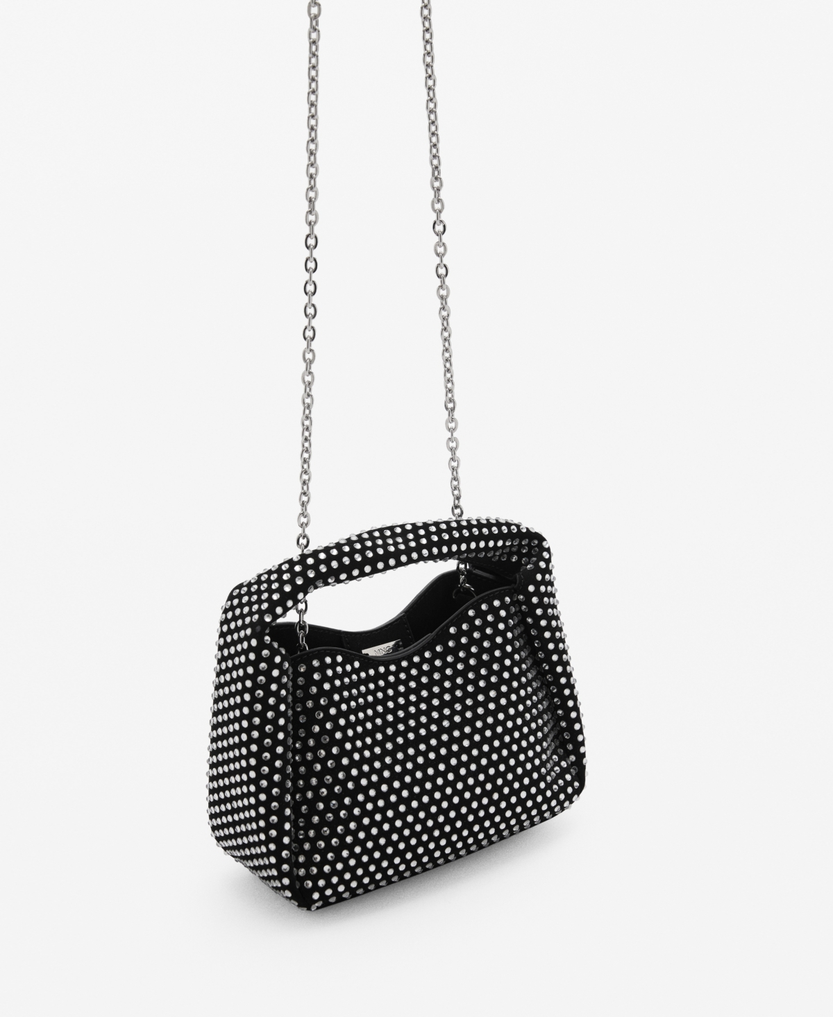 Shop Mango Women's Mini Rhinestone Chain Bag In Black