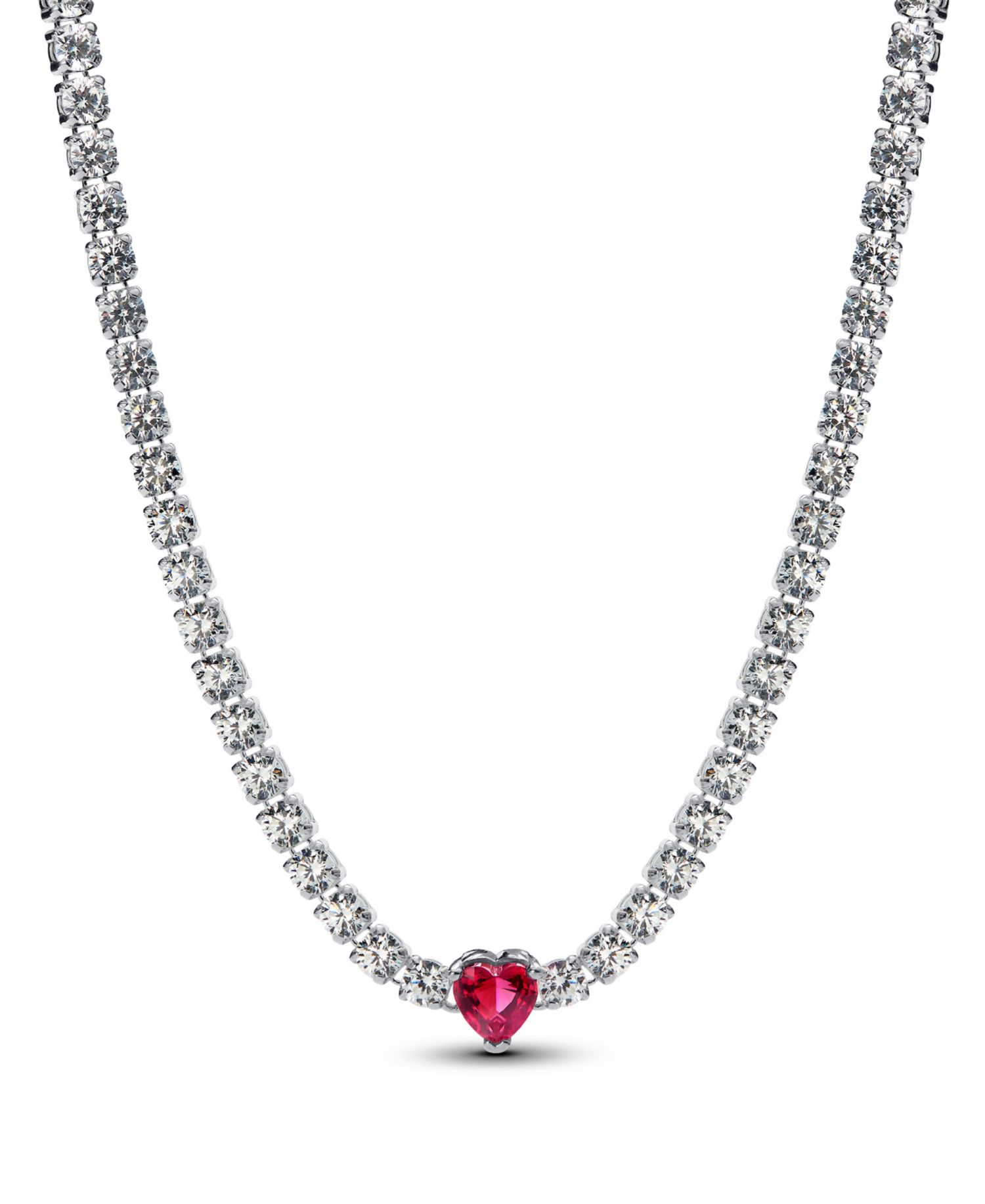 Sterling Silver Halo Heart Choker Necklace