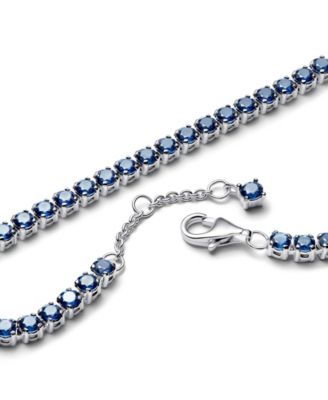 Sterling Silver Sparkling Blue Tennis Bracelet