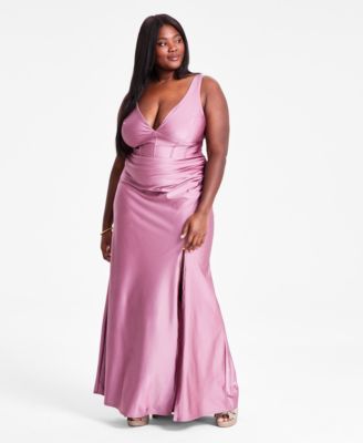 Emerald Sundae - Trendy Plus Size Corset Lace-Up-Back Gown