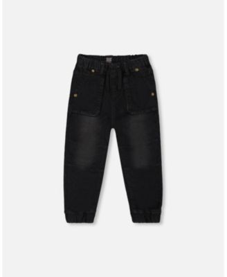 Deux Par Deux French Terry Denim Joggers - Black Denim Deux Par Deux French Terry Denim Joggers - Black Denim