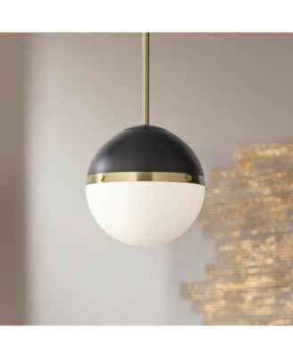 McGraw 10 1/4" Modern Pendant Ceiling Light Fixture Dining Room Over Table Hanging Antique Brass and Black Mini