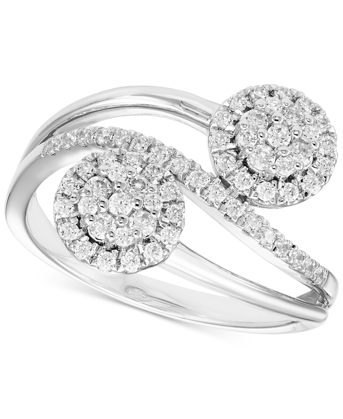 Macy's Diamond Cluster Multi-row Ring (1/2 Ct. T.w.) In 10k White Gold In White Gold