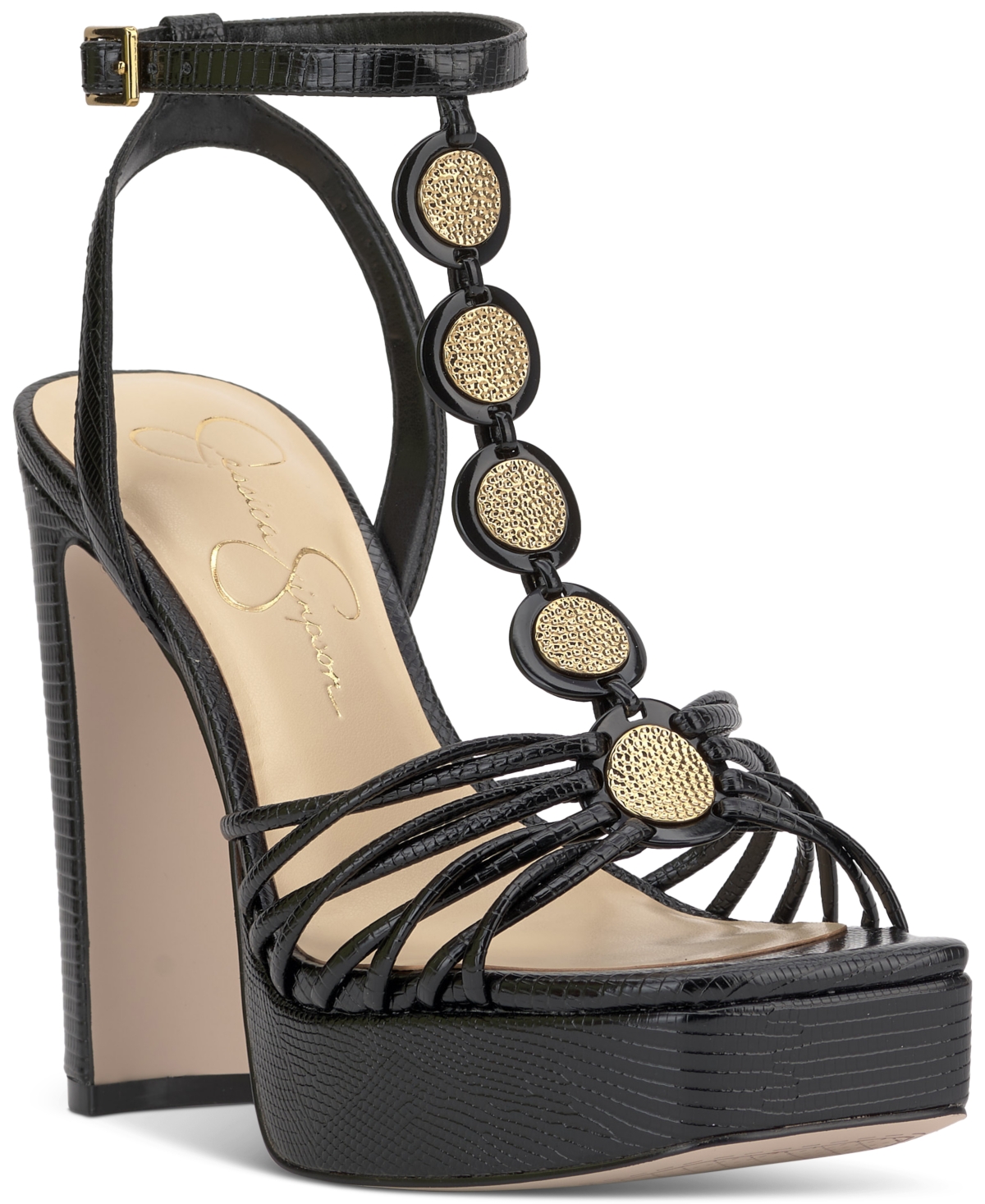 Jessica Simpson Colero Ankle Strap Platform Sandal In Black Lizard