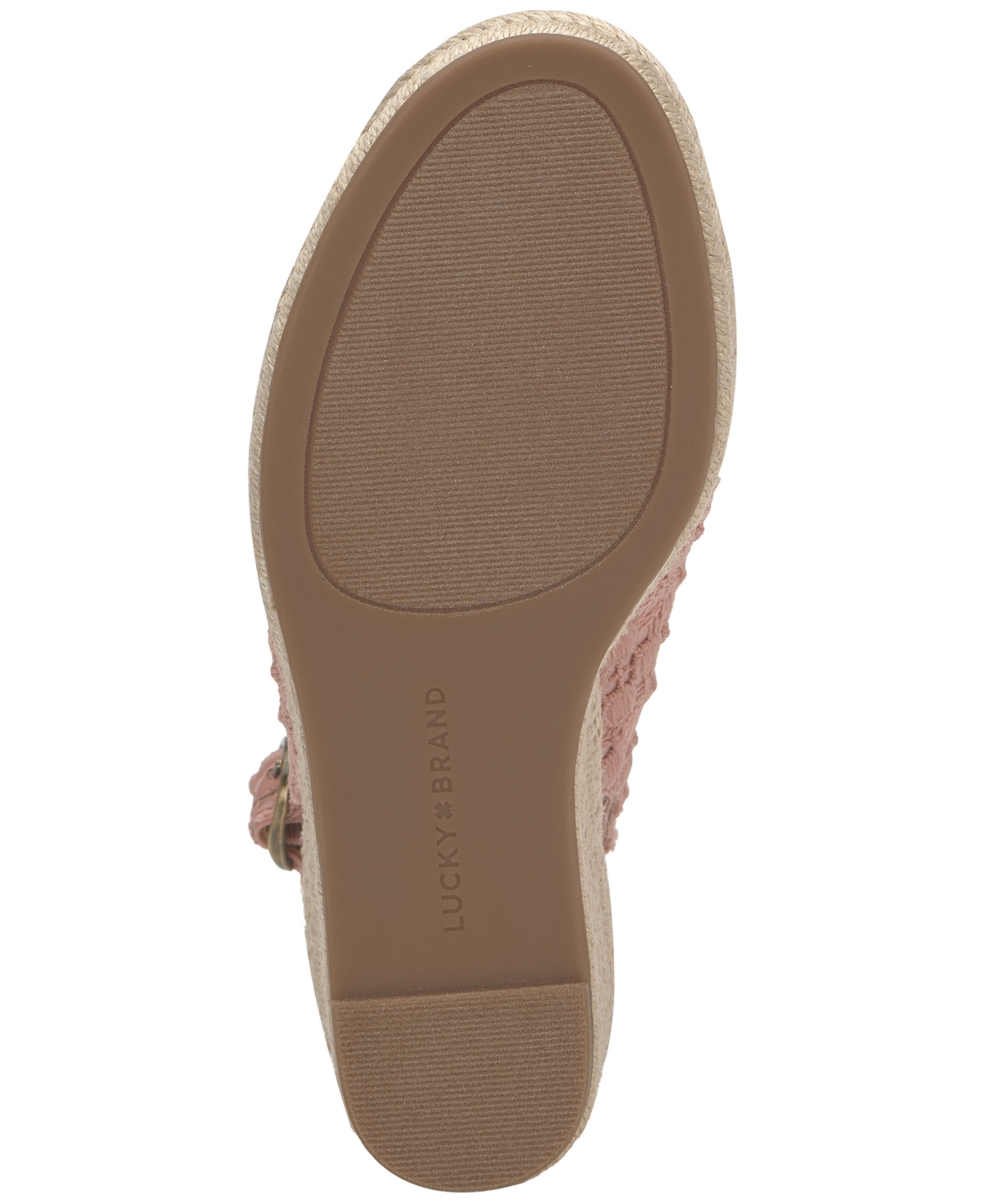 Shop Lucky Brand Women's Cyrila Floral Slingback Peep-toe Espadrille Wedge Sandals In Bellini Blush Lace Floral