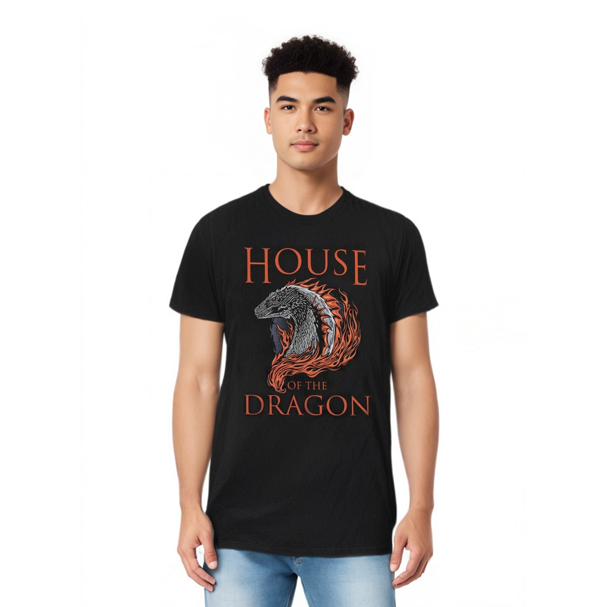 Mens Hod Dragon Illustration Short Sleeve Adult Tall Tee / T-Shirt - Black