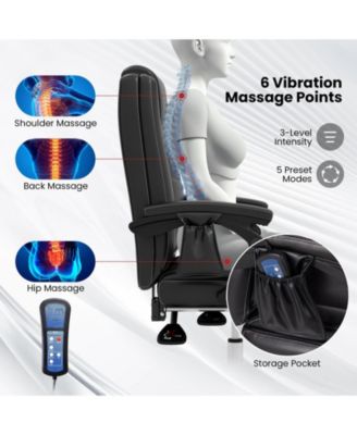Massage Adjustable Executive Chair with Armrests and Retractable Footrest