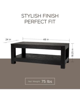 Paulo Wooden Coffee Table with Set of 2 Side Tables, Weathered Black