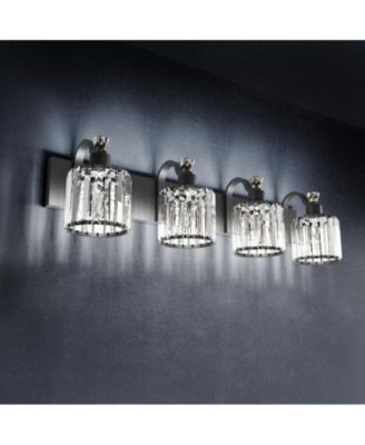 34"L x 10"W x 9"H Modern Crystal Bathroom Vanity Lights Black Bathroom Light Fixtures Crystal Vanity Shower Lights Over Mirror