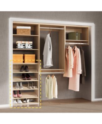 Modular Storage Angled Shelves, Wood Closet Organizer Adjustable, Stacking, Shoe Shelf Unit with 4 Shelves