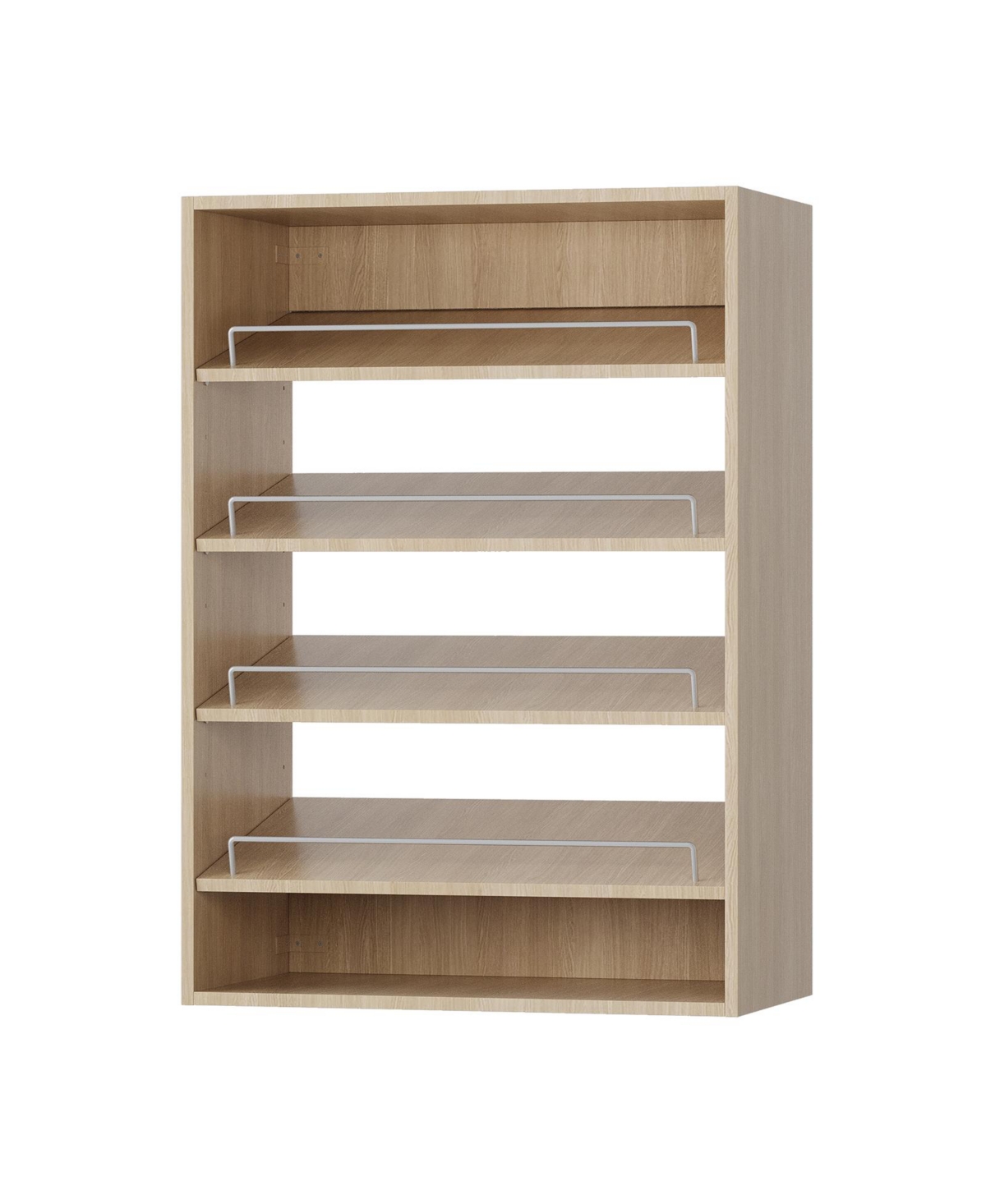 Modular Storage Angled Shelves, Wood Closet Organizer Adjustable, Stacking, Shoe Shelf Unit with 4 Shelves - Natural