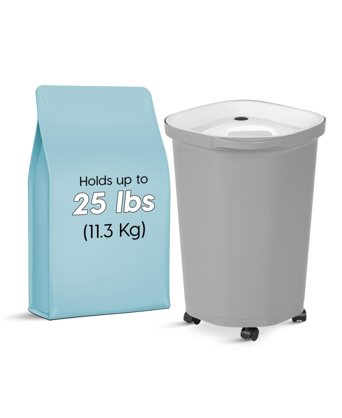 25 lbs Premium Airtight Dog Food Storage Container, Gray - Grey