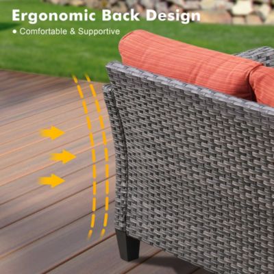 5 Piece Patio Furniture, Outdoor Furniture Sets, Modern Wicker Patio Furniture Sectional and 2 Pillows, All Weather Garden Patio Sofa, Backyard
