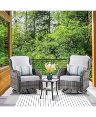 Outdoor Swivel Rocker Chairs Set, 3 Piece Patio Bistro Set with 360 Degrees Rocking Chair and Side Table