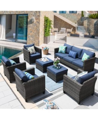 7-Piece Outdoor High-Back Wicker Sectional Sofa Set, All-Weather Rattan Patio Furniture for Garden, Backyard & Porch