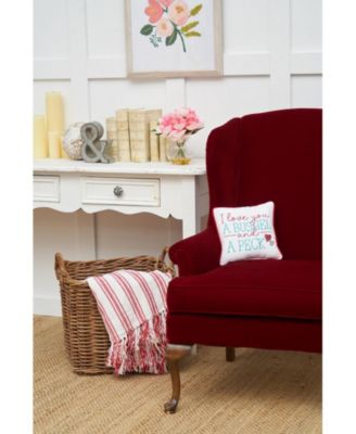 Valentine's Day "I Love You A Bushel And A Peck" Embroidered Small/Petite Size Accent Pillow, 10" x 10"