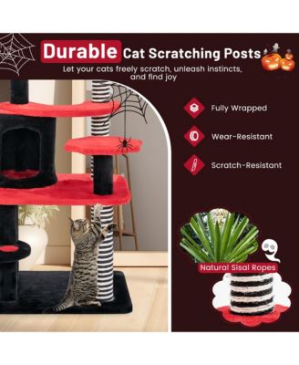 Gothic Cat Tree 52'' Tall Cat Tower w/ Cat Bed Cat Condo Sisal Scratching Post