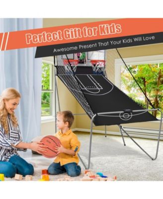 Foldable Double Electronic Basketball Game with 4 Balls Indoor