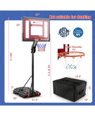 Basketball Hoop with 5-10 Feet Adjustable Height for Indoor Outdoor