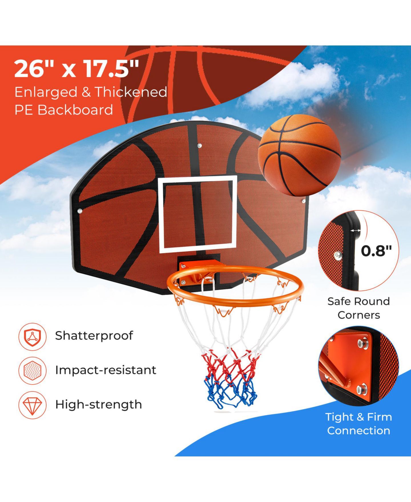 Детские игрушки KUYOTQ Indoor Outdoor Basketball Games with Large Shatter-proof Backboard — фото 7