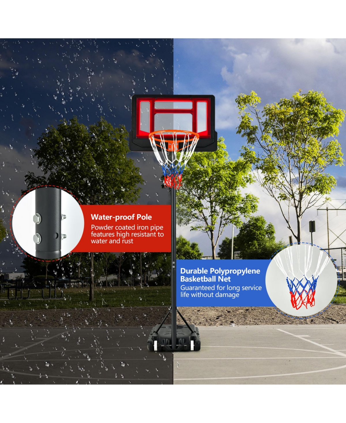 Kuyotq 4.3-8.2 Ft Portable Basketball Hoop with Adjustable Height and Wheels