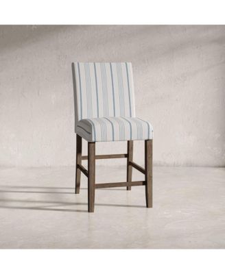 Eastern Tides Coastal Wire-Brushed Wood Upholstered Parsons Barstool (Set of 2)