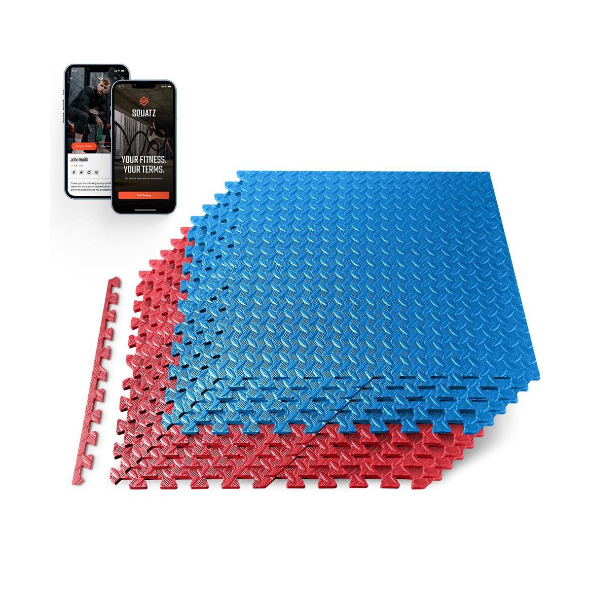 10-Piece Puzzle Exercise Mat, Eva Foam Tiles, Red/Blue - Blue