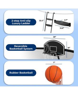 10ft Pumpkin Trampoline with Inner Enclosure, Ladder, and Basketball Hoop for Kids