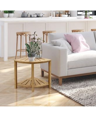 Corner Shower Bench with Shelf 2-Tier Wood Storage & Seat for Bathroom, Shower, Spa, Sauna