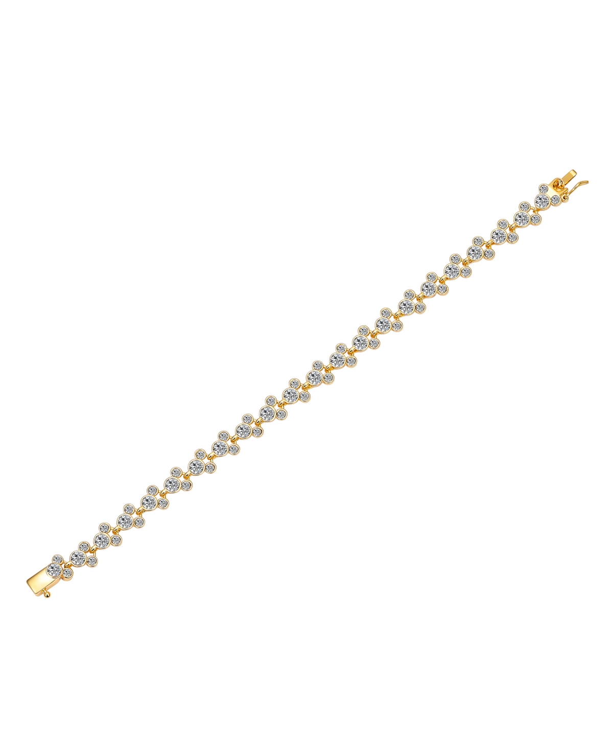 Disney Crystal Multi Color Station Mickey Mouse Tennis Bracelet In Gold