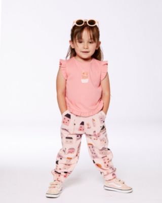 Girl Rib Tank Top With Frills Coral Pink - Toddler|Child