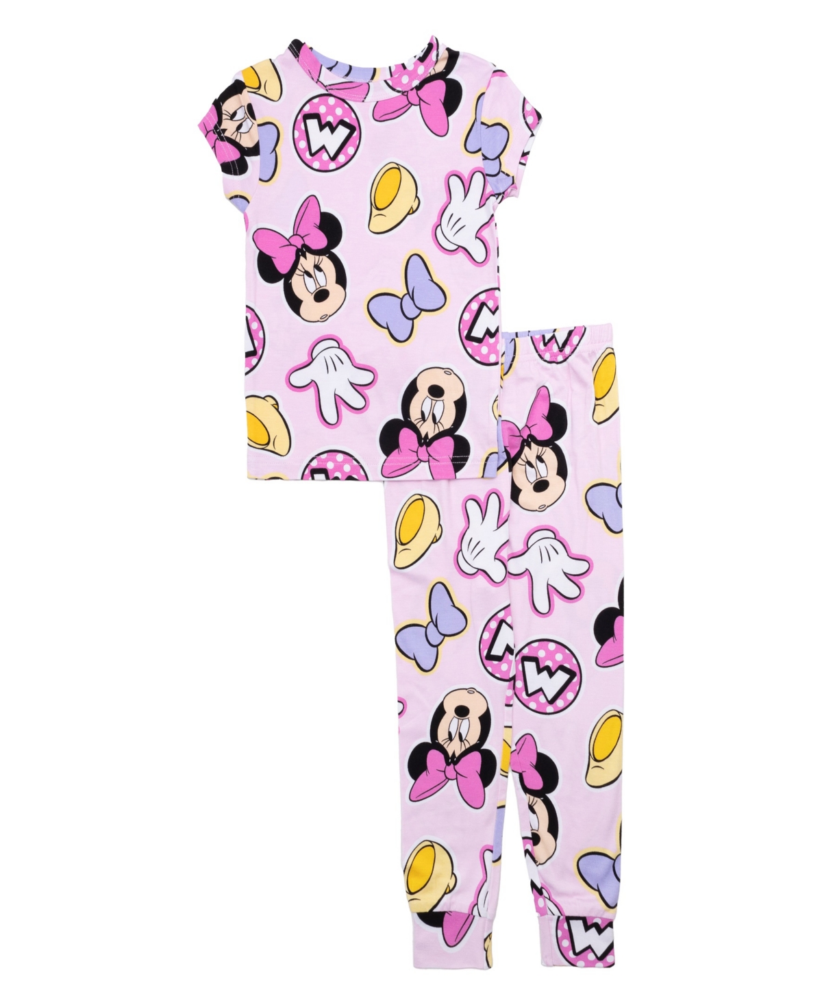 Minnie Mouse Little Girls Short Sleeve Tee And Long Pant, 2-piece Pajama Set In Assorted