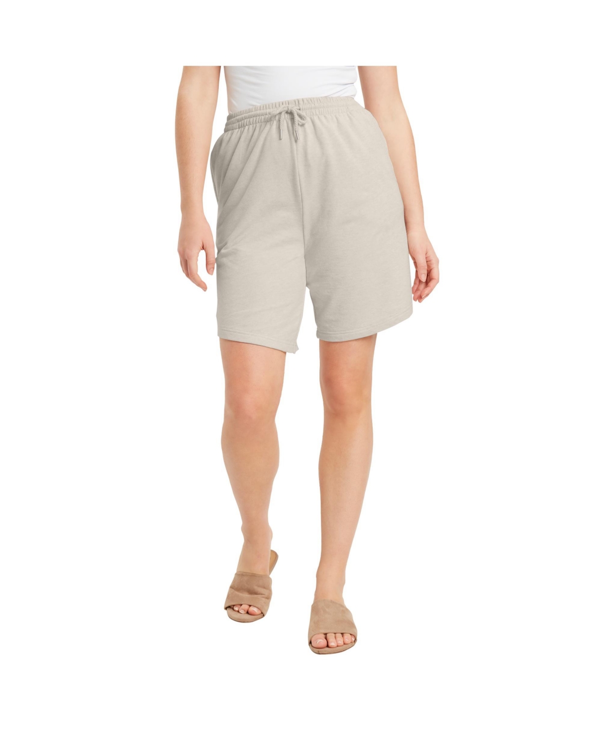 Plus Size June + Vie French Terry Shorts - Heather oatmeal