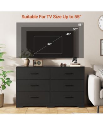 Dresser for Bedroom with 6 Drawers, Modern Closet Dressers Chest of Drawers with Metal Handle, Wooden Dresser Organizer for Bedroom, Living Room, Hallway,Black