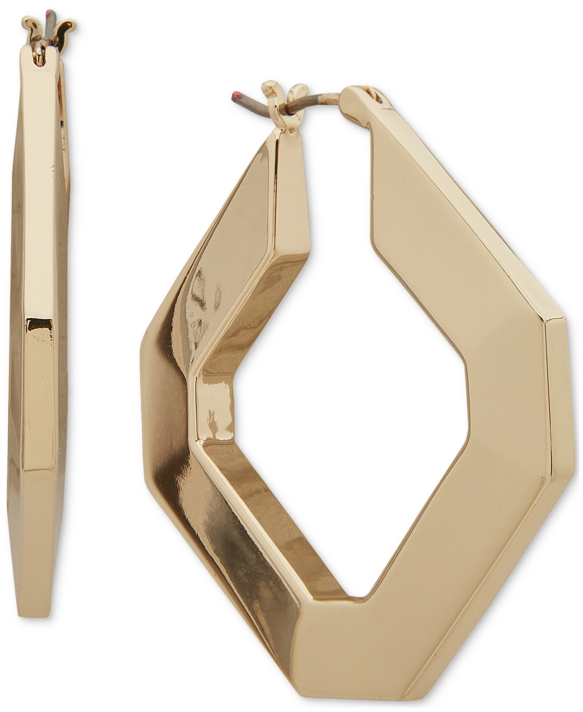 Gold-Tone Medium Faceted Geometric Hoop Earrings, 1.2" - Gold