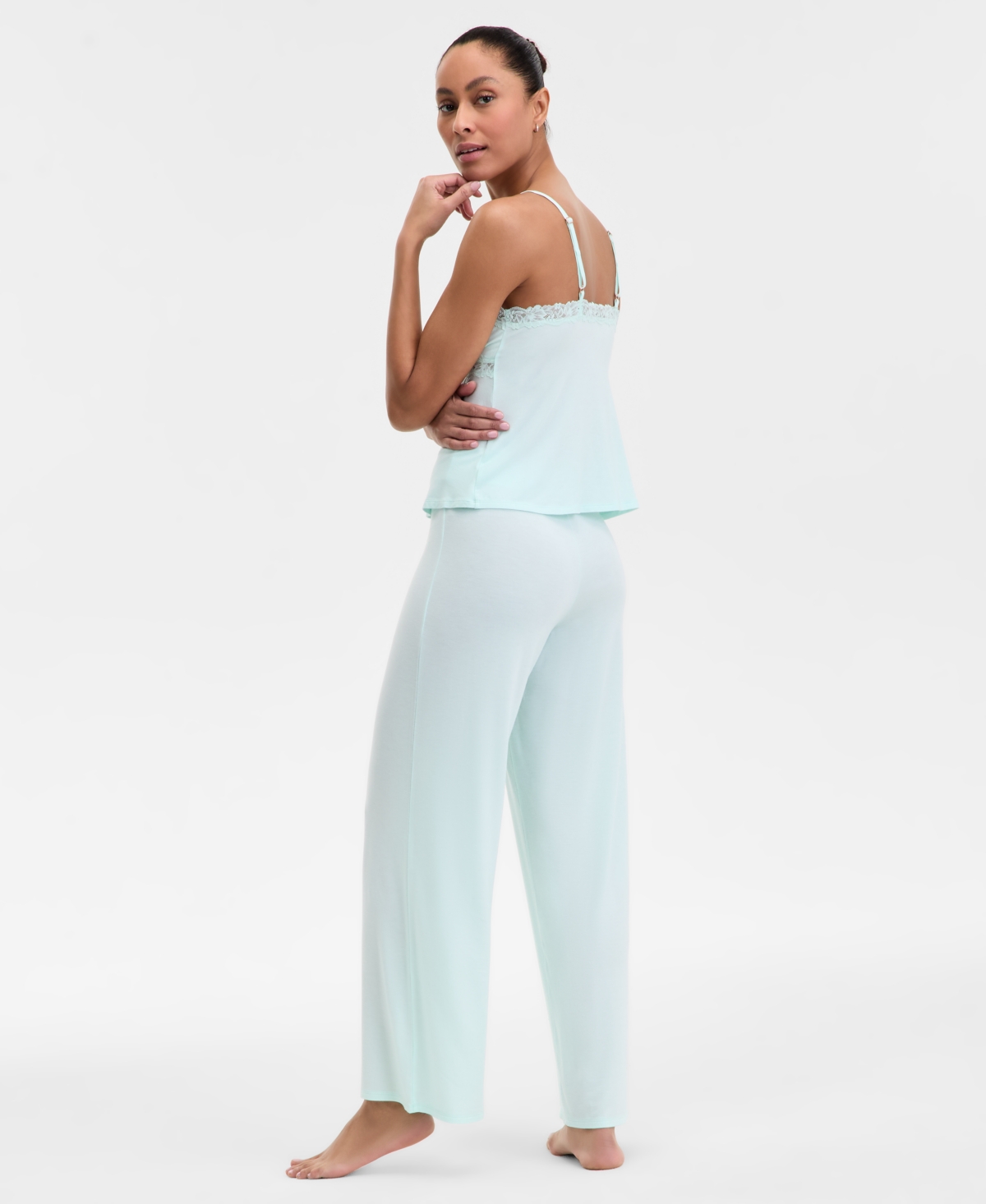 INC INTERNATIONAL CONCEPTS WOMEN'S LACE-TRIM KNIT TANK & PAJAMA PANTS SET, EXCLUSIVELY AT MACY'S 