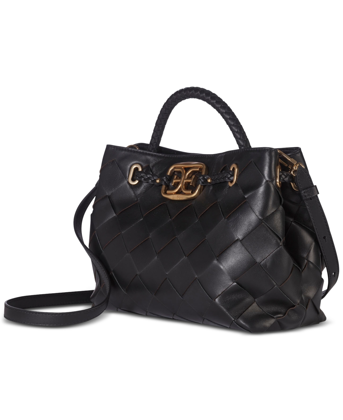 SAM EDELMAN CLEO SMALL WOVEN LEATHER SATCHEL 