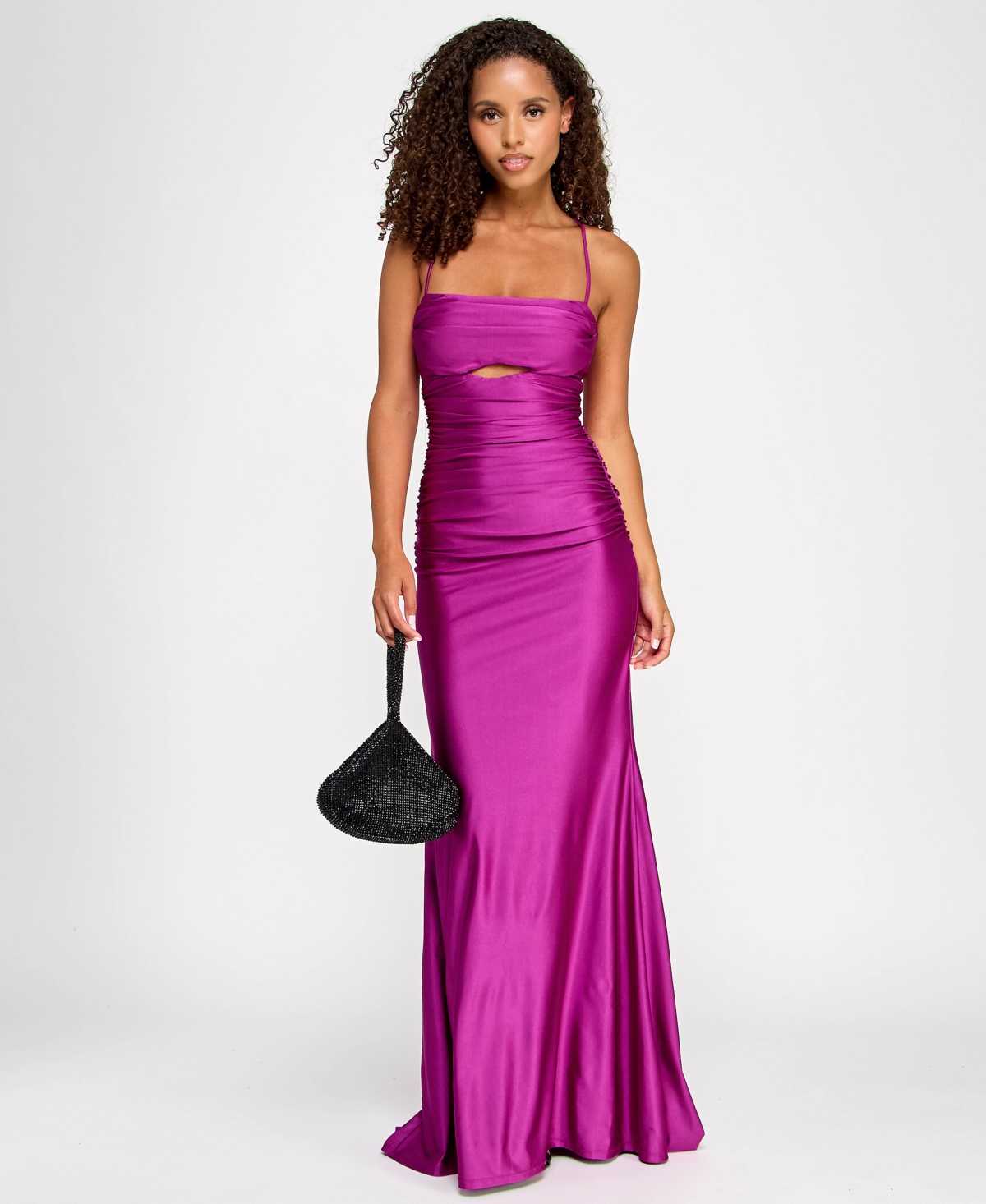 Juniors' Power-Stretch Cut-Out Draped Gown, Created for Macy's - Orchid