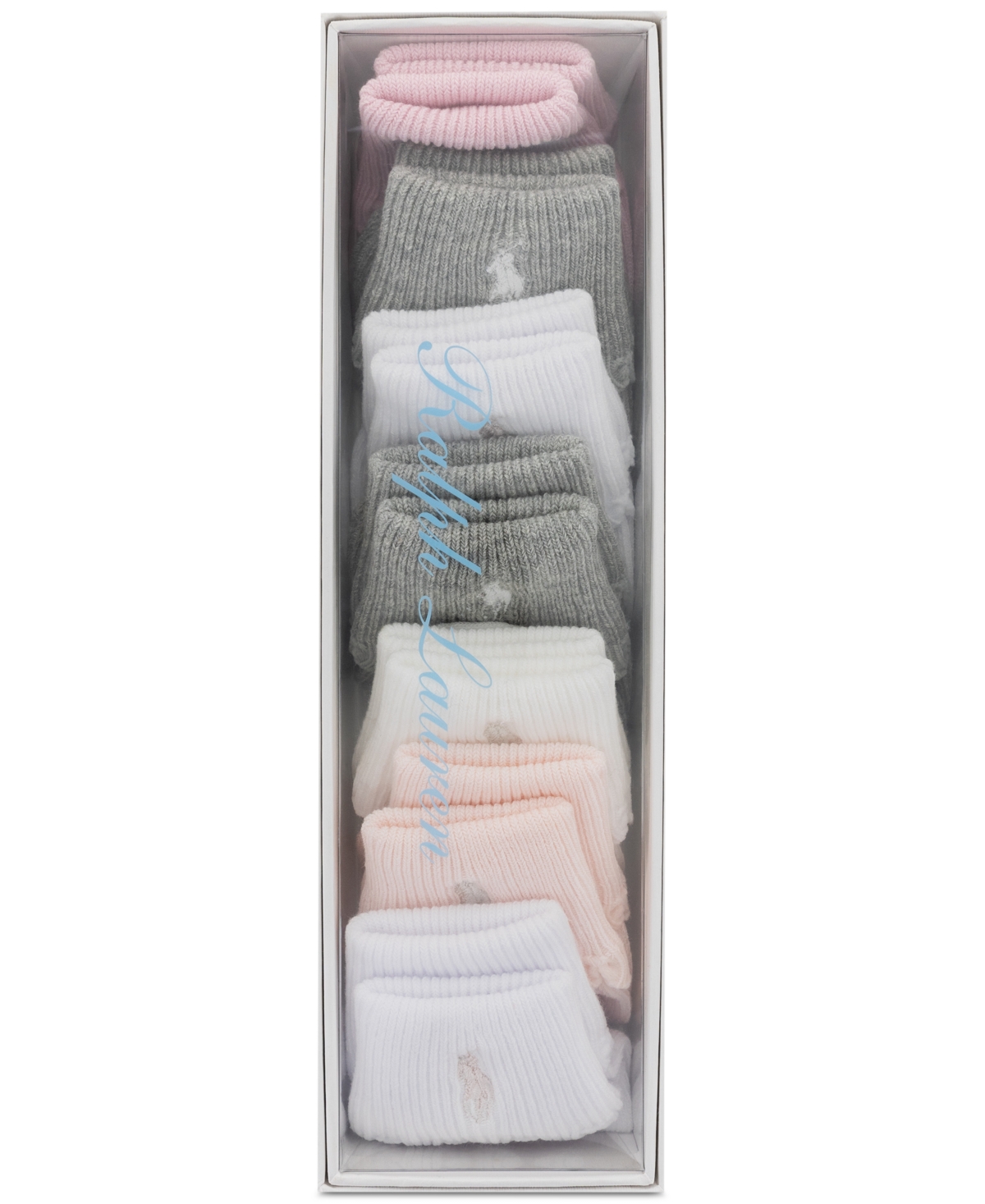 Polo Ralph Lauren Baby Girls Polo Baby Essential Socks, 7 Pack In Pink