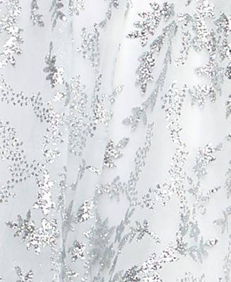Juniors' Strapless Glitter Mesh Ball Gown