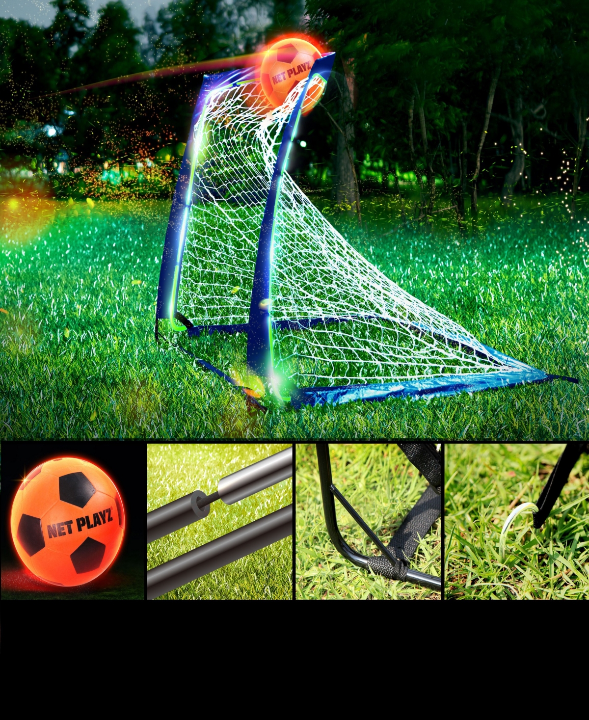 Net Playz Light Up Glow-in-the-dark Soccer Ball And Goal Gift Set In Black
