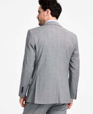 Men's Windowpane Wool-Blend Stretch Classic-Fit Suit Jacket