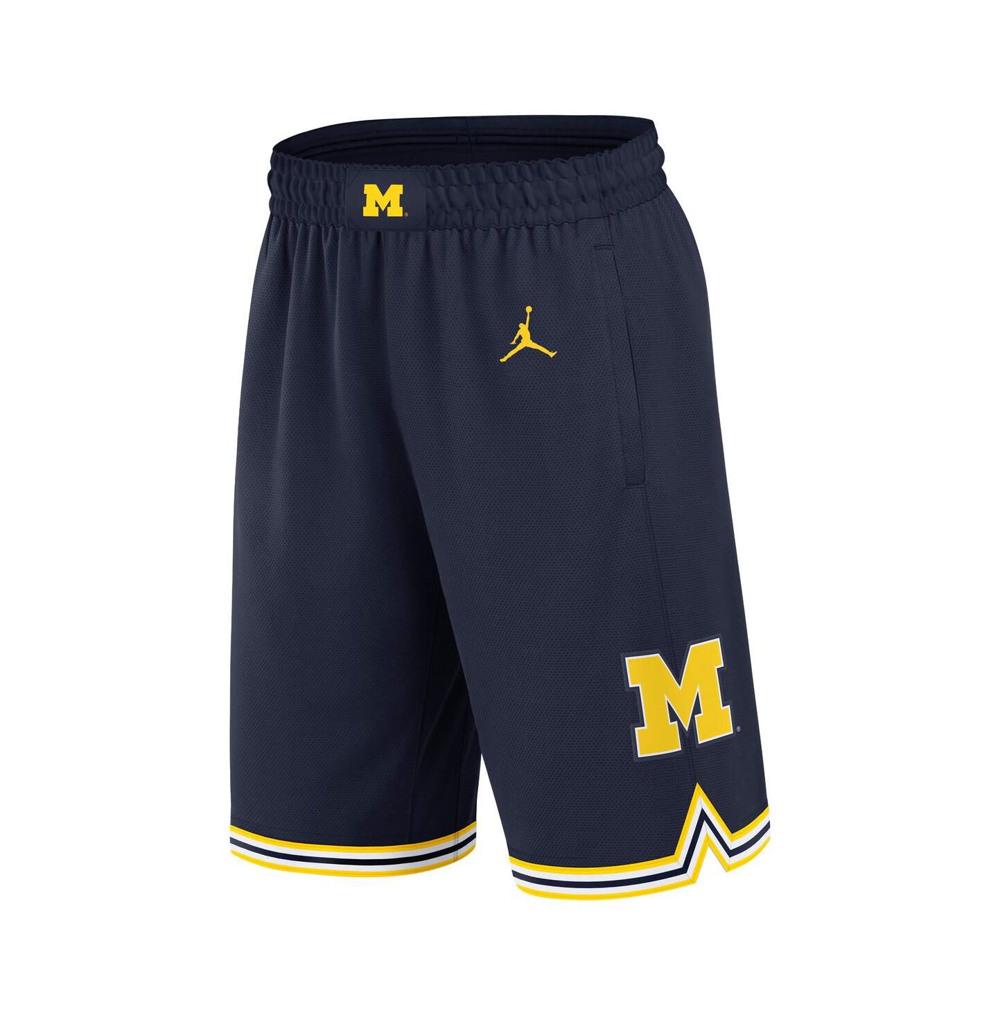 Мужские шорты Jordan Navy Michigan Wolverines Road Replica Performance Basketball — фото 3