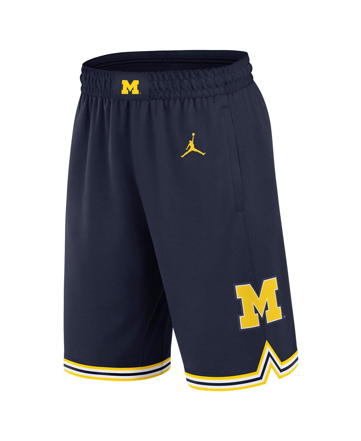 JORDAN MEN'S NAVY MICHIGAN WOLVERINES ROAD REPLICA PERFORMANCE BASKETBALL SHORTS 