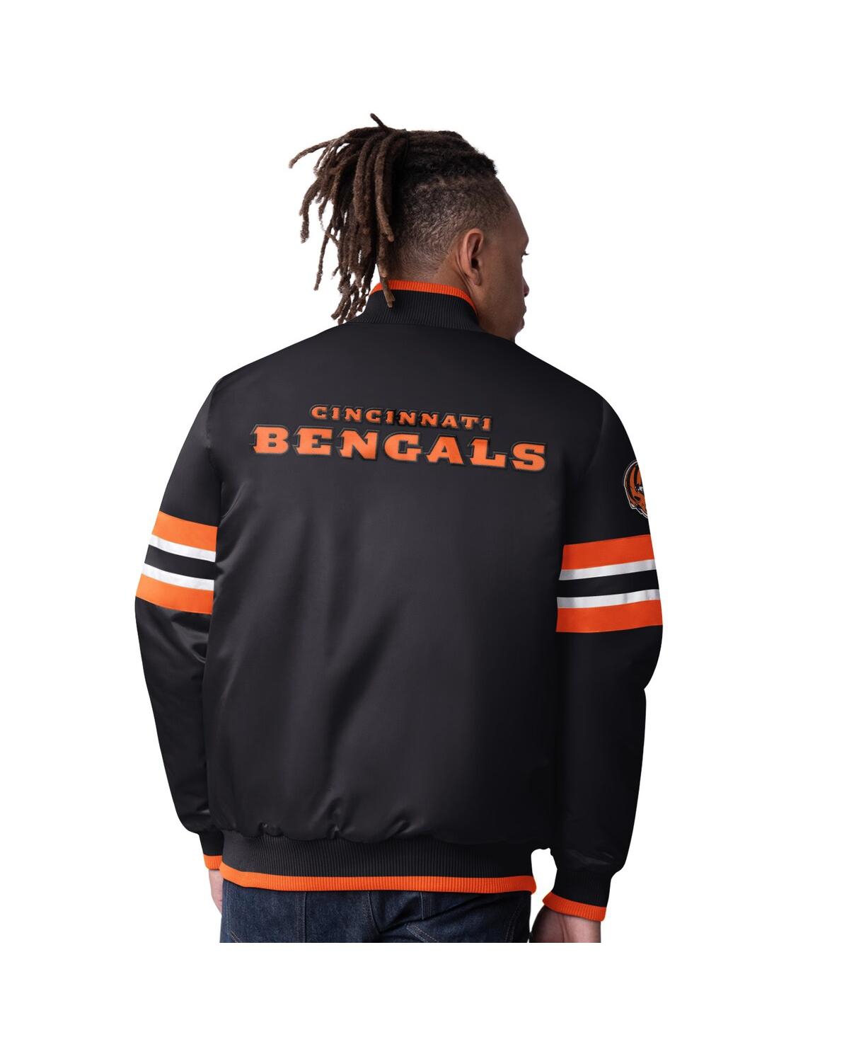 Starter Black Cincinnati Bengals Scout I Full-snap Varsity Jacket In Black,orange