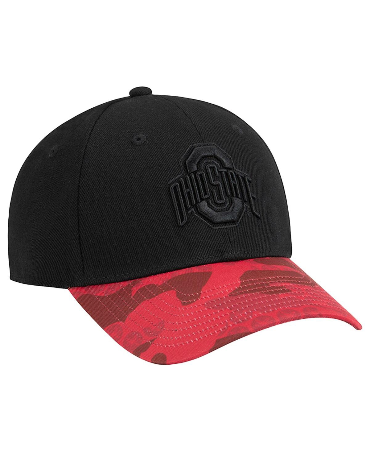 Colosseum Men's Black/scarlet Ohio State Buckeyes On Our Honor Adjustable Hat In Black,scarlet
