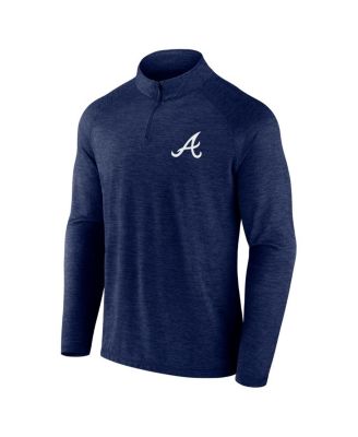 Men's Navy Atlanta Braves Head-to-Head Raglan Quarter-Zip Jacket
