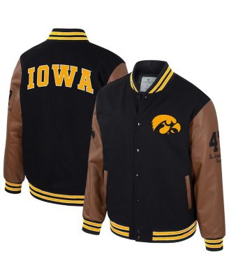 Colosseum - Men's Black Iowa Hawkeyes Letterman Full-Snap Varsity Jacket